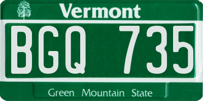 VT license plate BGQ735