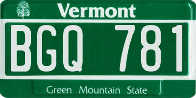 VT license plate BGQ781