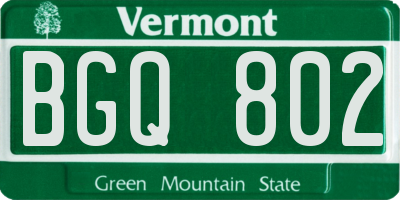 VT license plate BGQ802