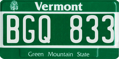 VT license plate BGQ833