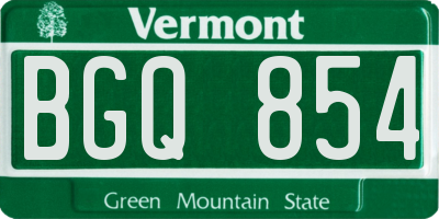 VT license plate BGQ854