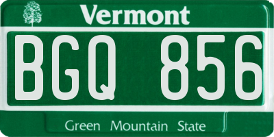 VT license plate BGQ856