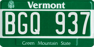 VT license plate BGQ937