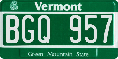 VT license plate BGQ957