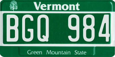VT license plate BGQ984