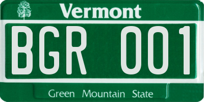 VT license plate BGR001