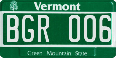 VT license plate BGR006
