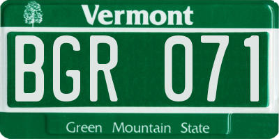 VT license plate BGR071