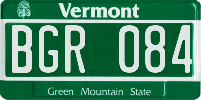 VT license plate BGR084