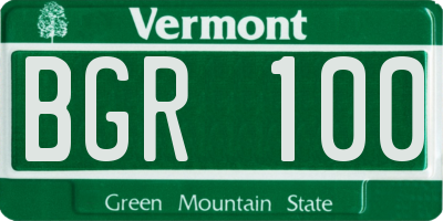 VT license plate BGR100