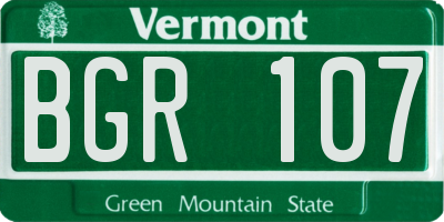 VT license plate BGR107