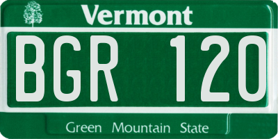 VT license plate BGR120