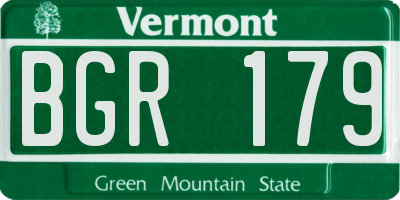 VT license plate BGR179