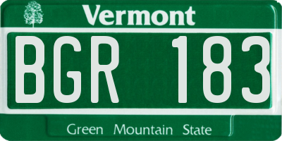 VT license plate BGR183