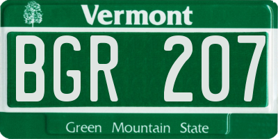 VT license plate BGR207