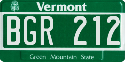 VT license plate BGR212