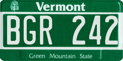 VT license plate BGR242