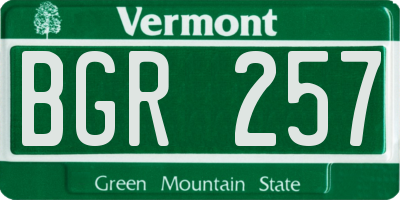 VT license plate BGR257