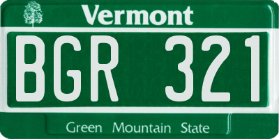 VT license plate BGR321