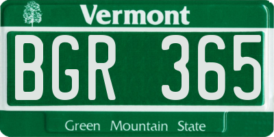 VT license plate BGR365