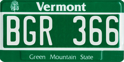 VT license plate BGR366