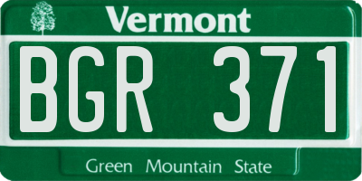 VT license plate BGR371