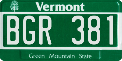 VT license plate BGR381