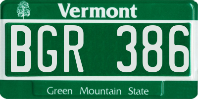 VT license plate BGR386