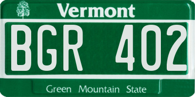 VT license plate BGR402