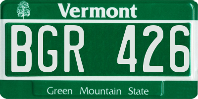 VT license plate BGR426