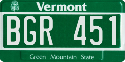 VT license plate BGR451