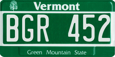 VT license plate BGR452