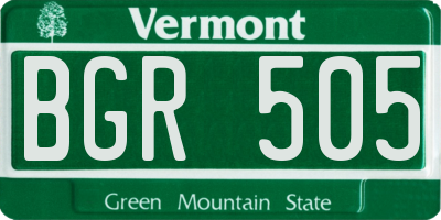 VT license plate BGR505