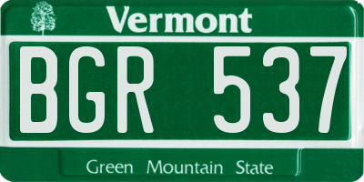 VT license plate BGR537