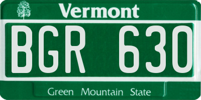VT license plate BGR630