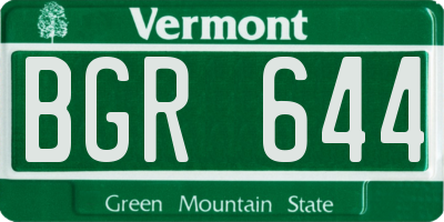 VT license plate BGR644