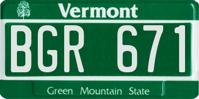 VT license plate BGR671