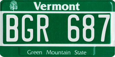 VT license plate BGR687