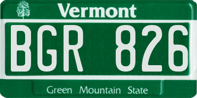 VT license plate BGR826