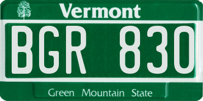 VT license plate BGR830