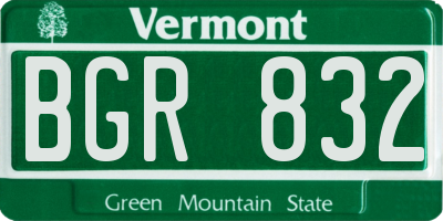 VT license plate BGR832
