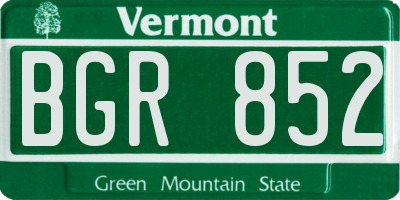 VT license plate BGR852