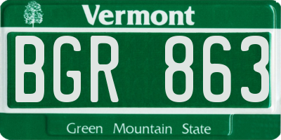 VT license plate BGR863