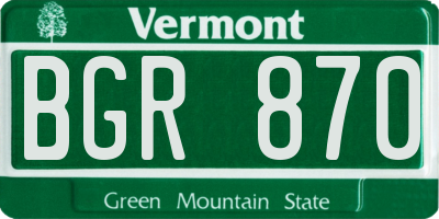 VT license plate BGR870