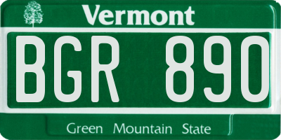 VT license plate BGR890