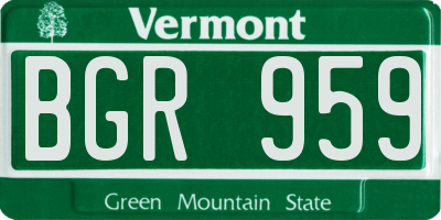 VT license plate BGR959