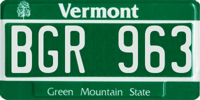 VT license plate BGR963