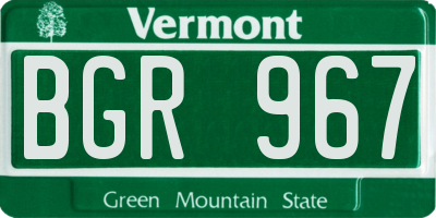 VT license plate BGR967