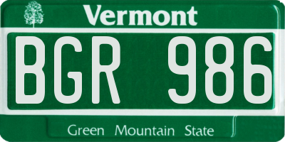 VT license plate BGR986