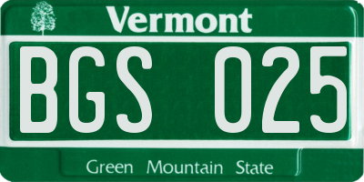 VT license plate BGS025